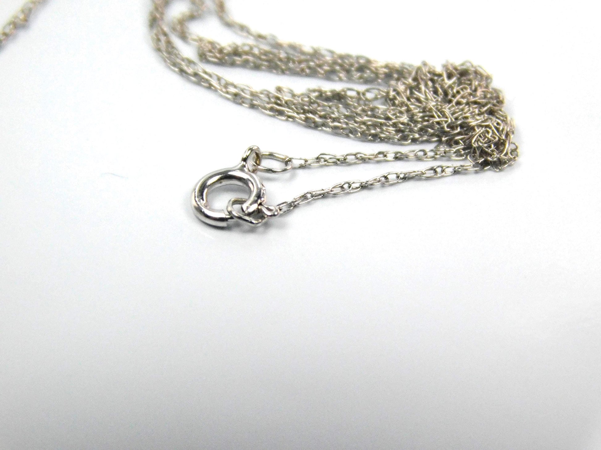 Vintage 14k White Gold Quatrefoil Sapphire Diamond Necklace, 18"-BelmarJewelers