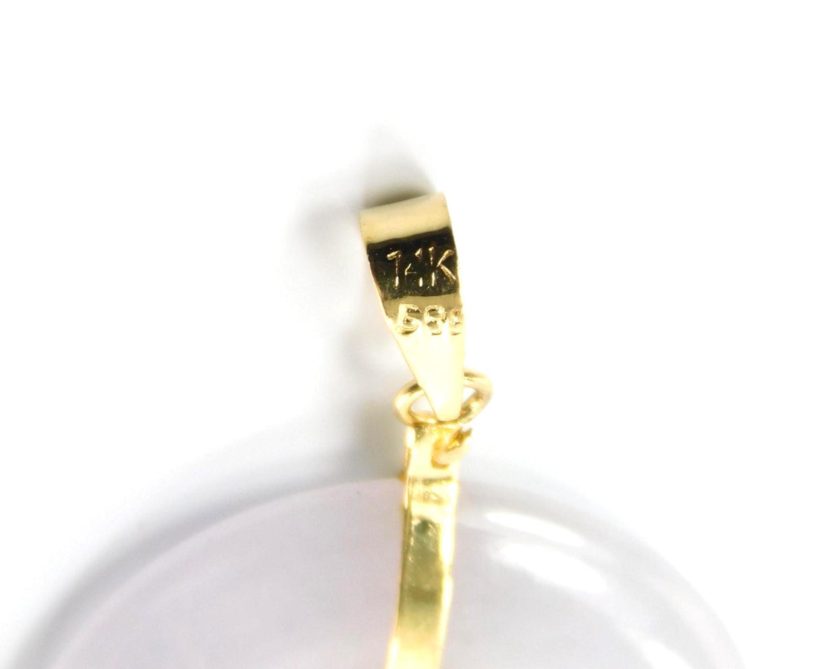 Vintage 14k Lavender Jade Disc Pendant, Good Luck Charm-BelmarJewelers
