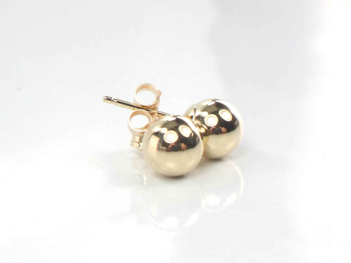 Vintage 14k Yellow Gold Ball Stud Earrings: 6 MM-BelmarJewelers