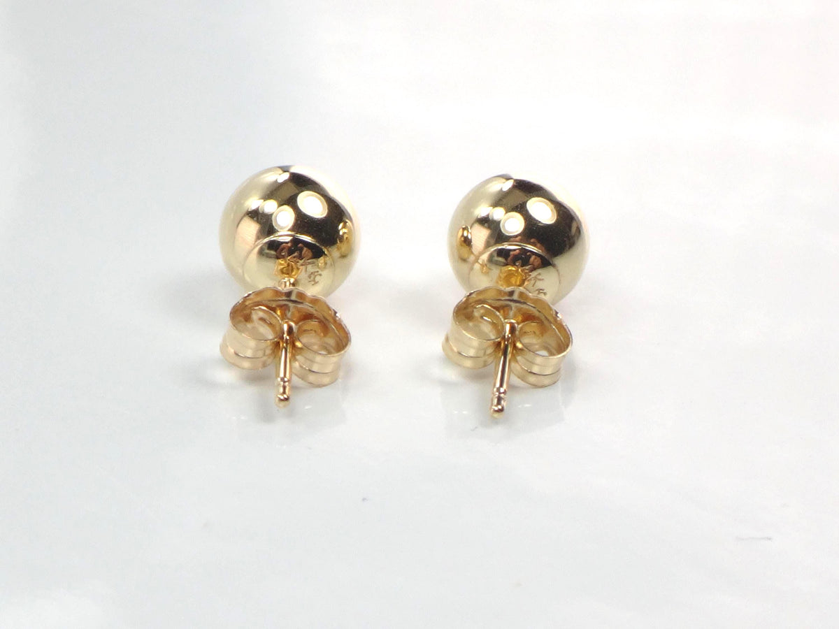 Vintage 14k Yellow Gold Ball Stud Earrings: 6 MM-BelmarJewelers