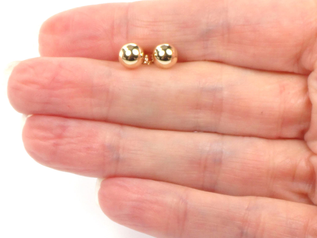 Vintage 14k Yellow Gold Ball Stud Earrings: 6 MM-BelmarJewelers
