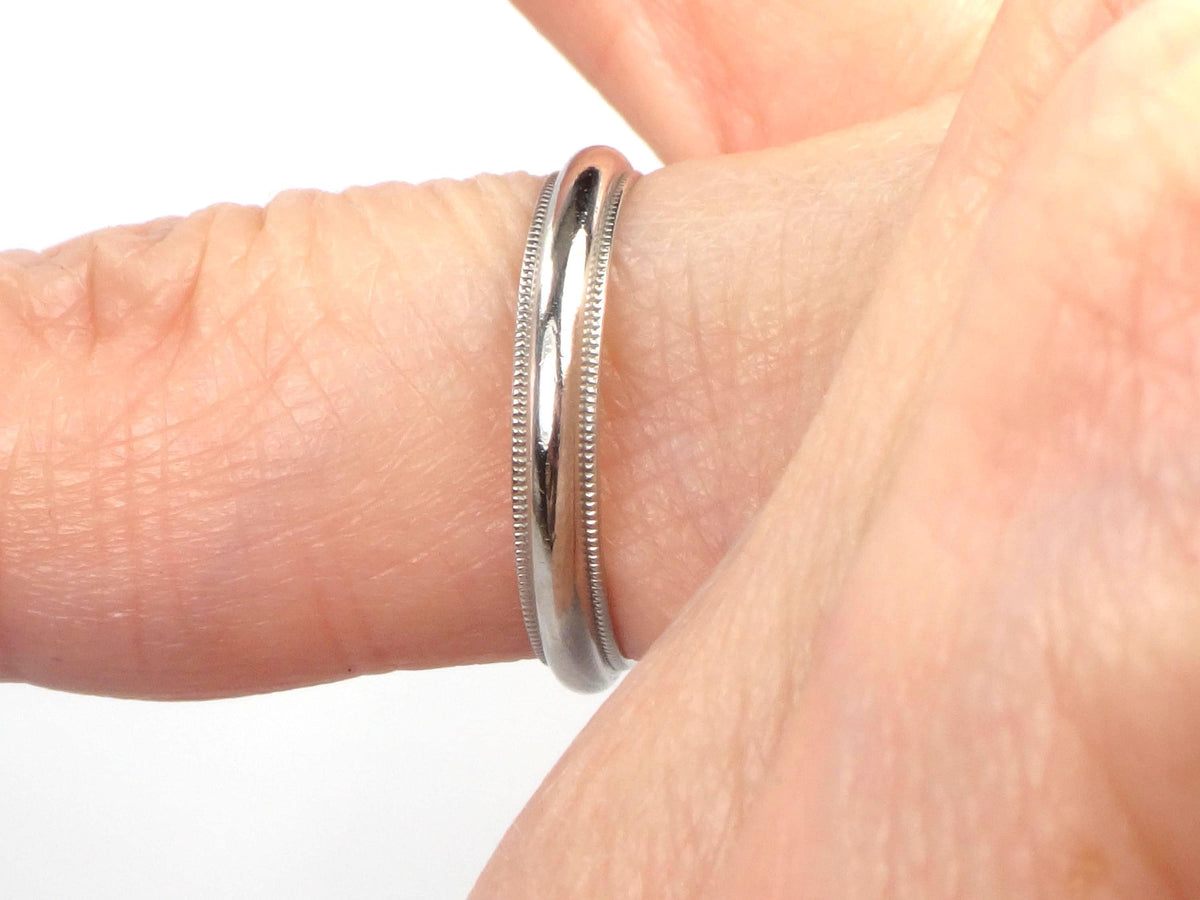 Vintage Thin Platinum Wedding Band: Size 6, 3MM, Circa 1980s-BelmarJewelers