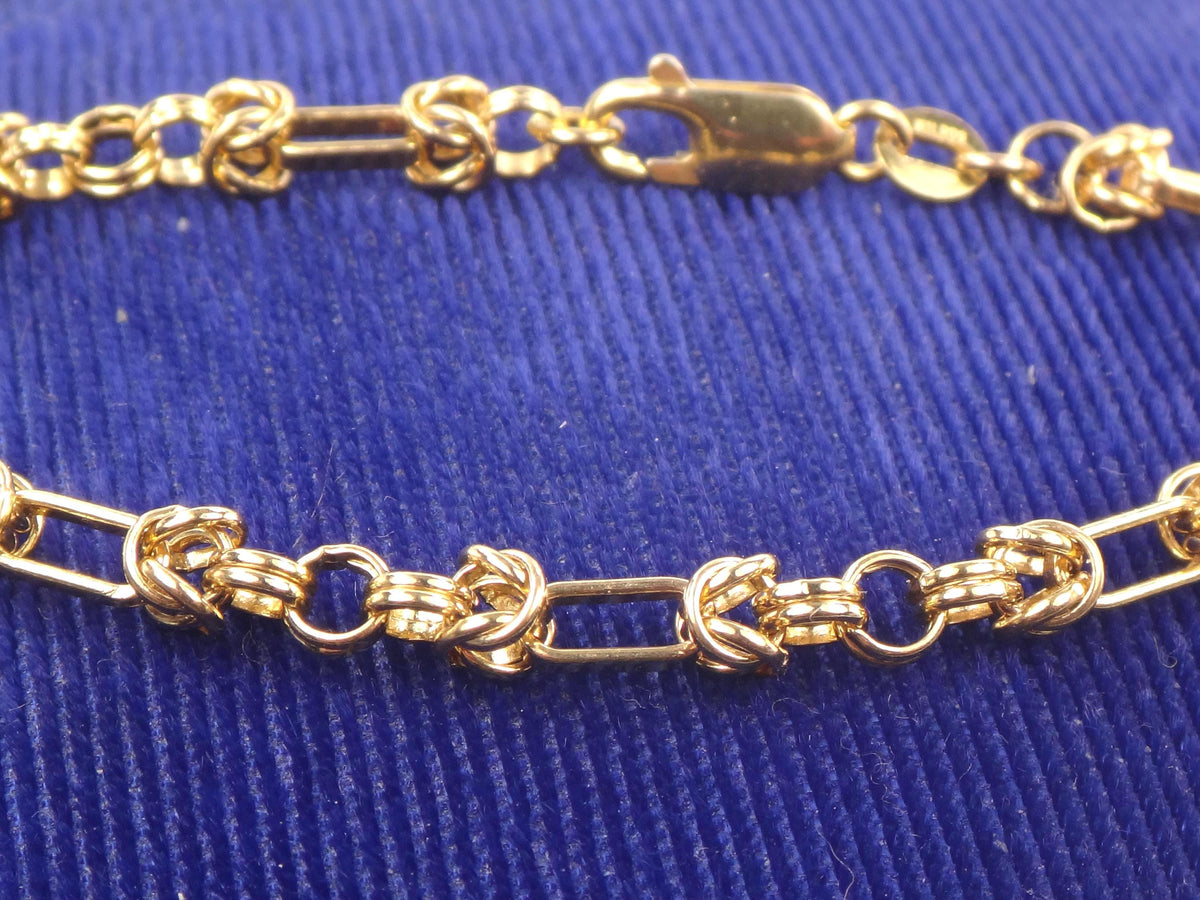 Vintage Solid 14k Yellow Gold Fancy Link Bracelet, 7"-BelmarJewelers