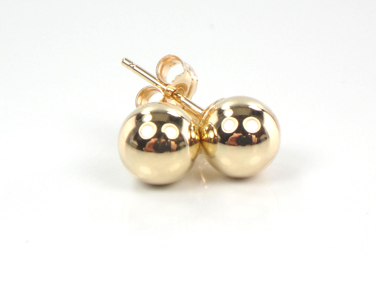 Vintage 14k Yellow Gold Ball Stud Earrings: 6 MM-BelmarJewelers
