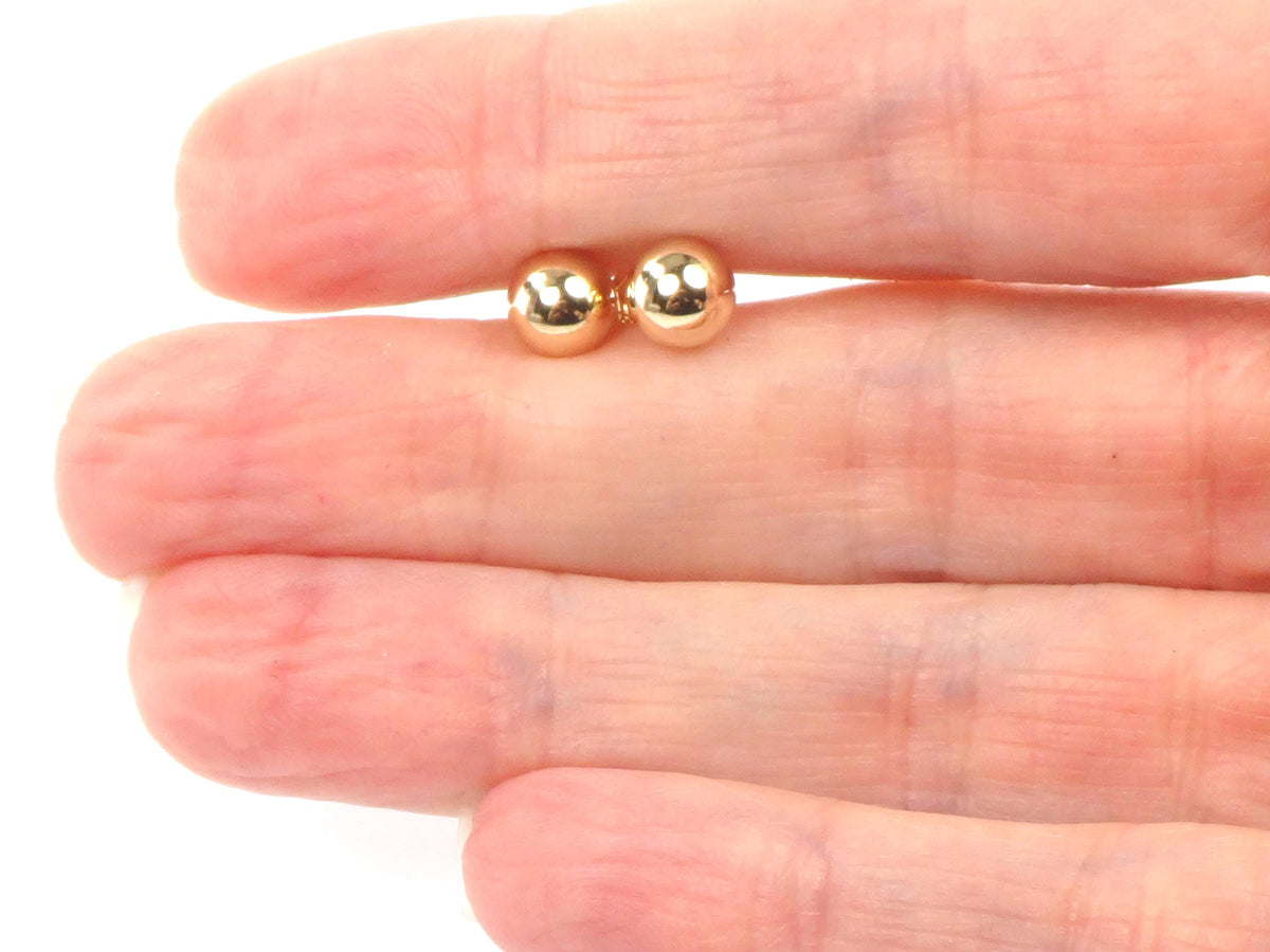 Vintage 14k Yellow Gold Ball Stud Earrings: 6 MM-BelmarJewelers