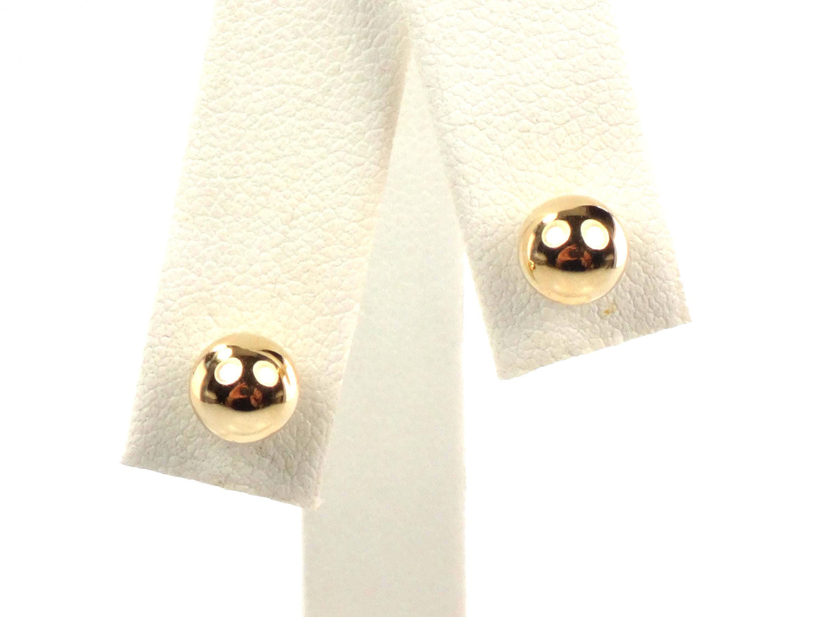 Vintage 14k Yellow Gold Ball Stud Earrings: 6 MM-BelmarJewelers