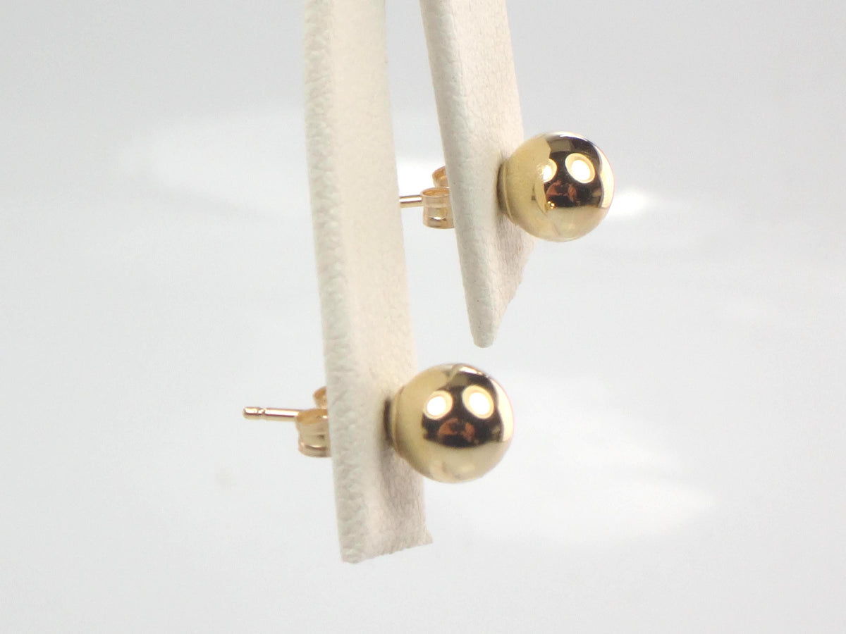 Vintage 14k Yellow Gold Ball Stud Earrings: 6 MM-BelmarJewelers