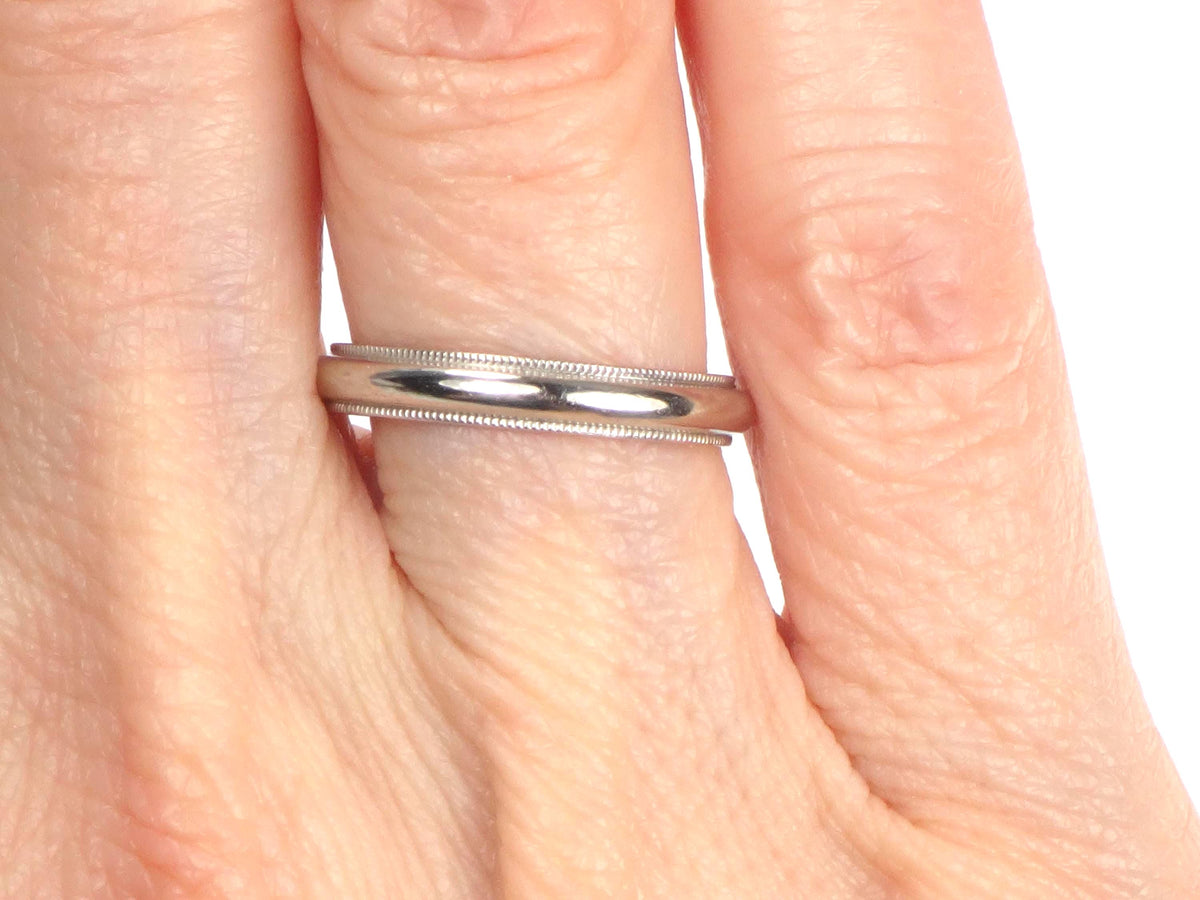 Vintage Thin Platinum Wedding Band: Size 6, 3MM, Circa 1980s-BelmarJewelers