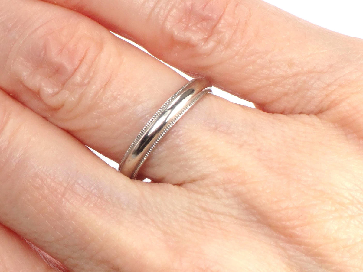 Vintage Thin Platinum Wedding Band: Size 6, 3MM, Circa 1980s-BelmarJewelers