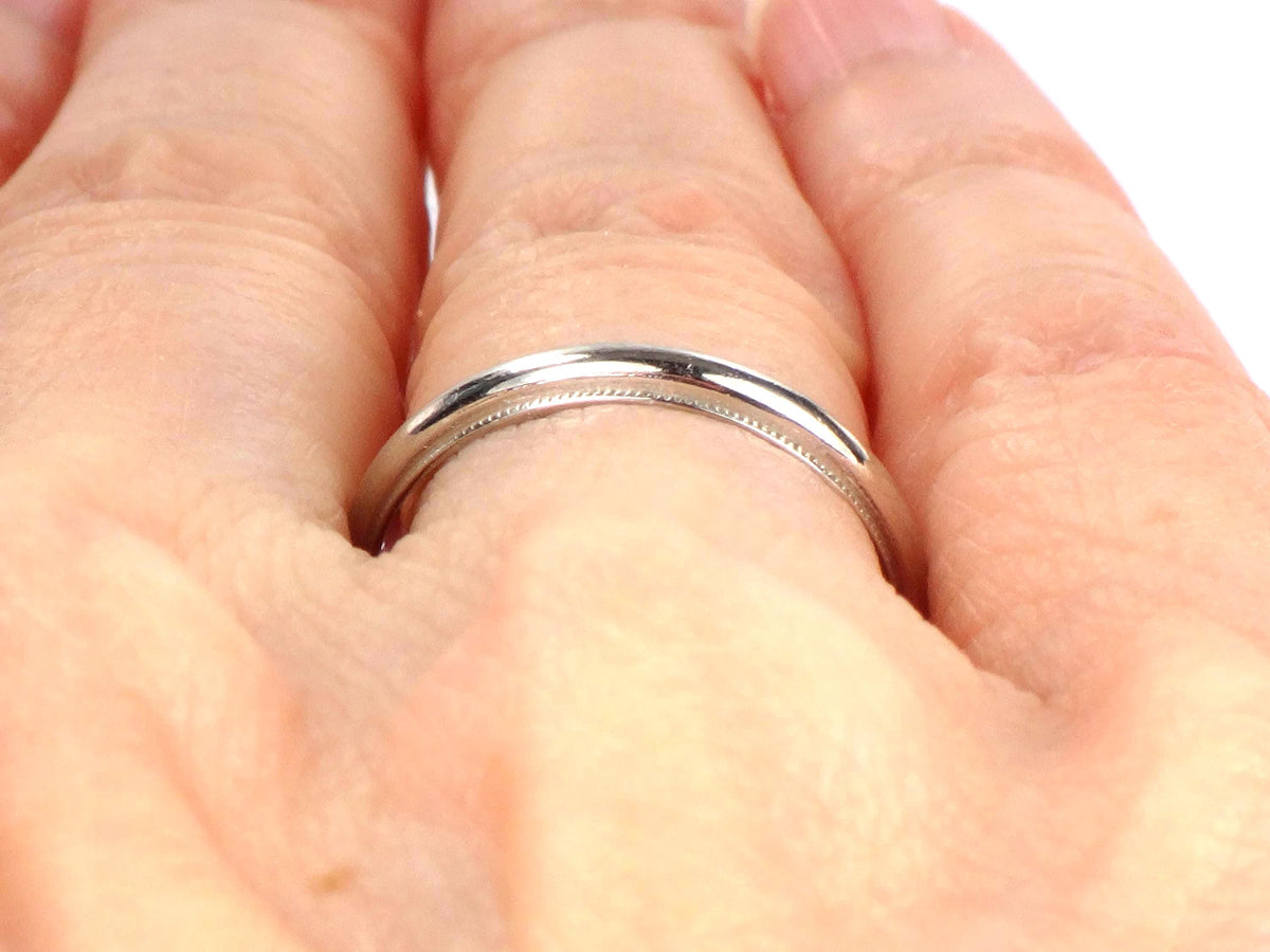 Vintage Thin Platinum Wedding Band: Size 6, 3MM, Circa 1980s-BelmarJewelers