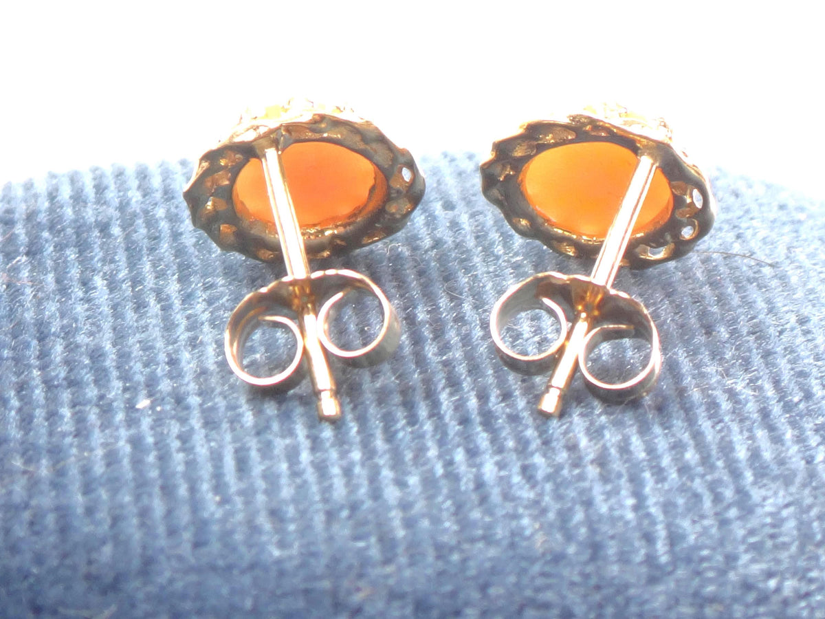 Vintage Small 14k Yellow Gold Cameo Stud Earrings-BelmarJewelers