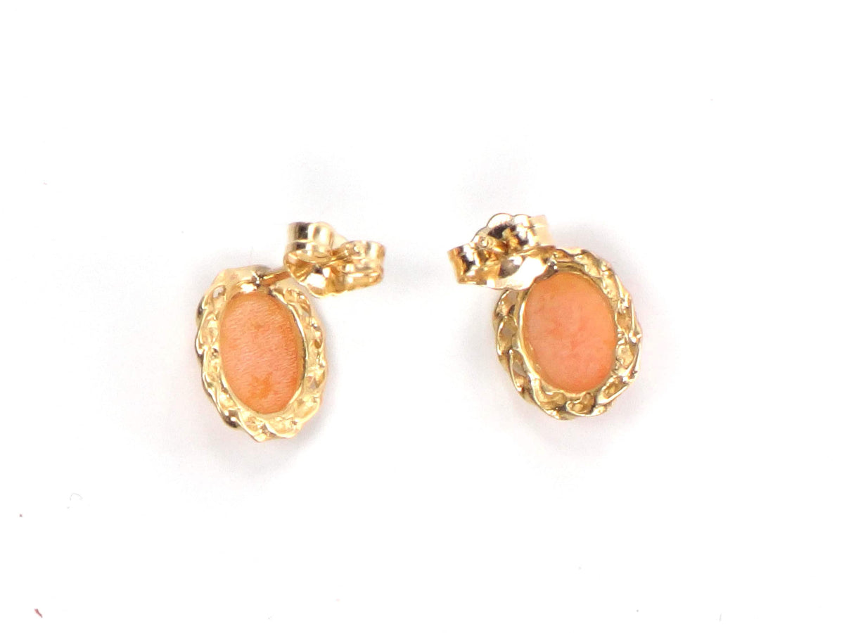 Vintage Small 14k Yellow Gold Cameo Stud Earrings-BelmarJewelers