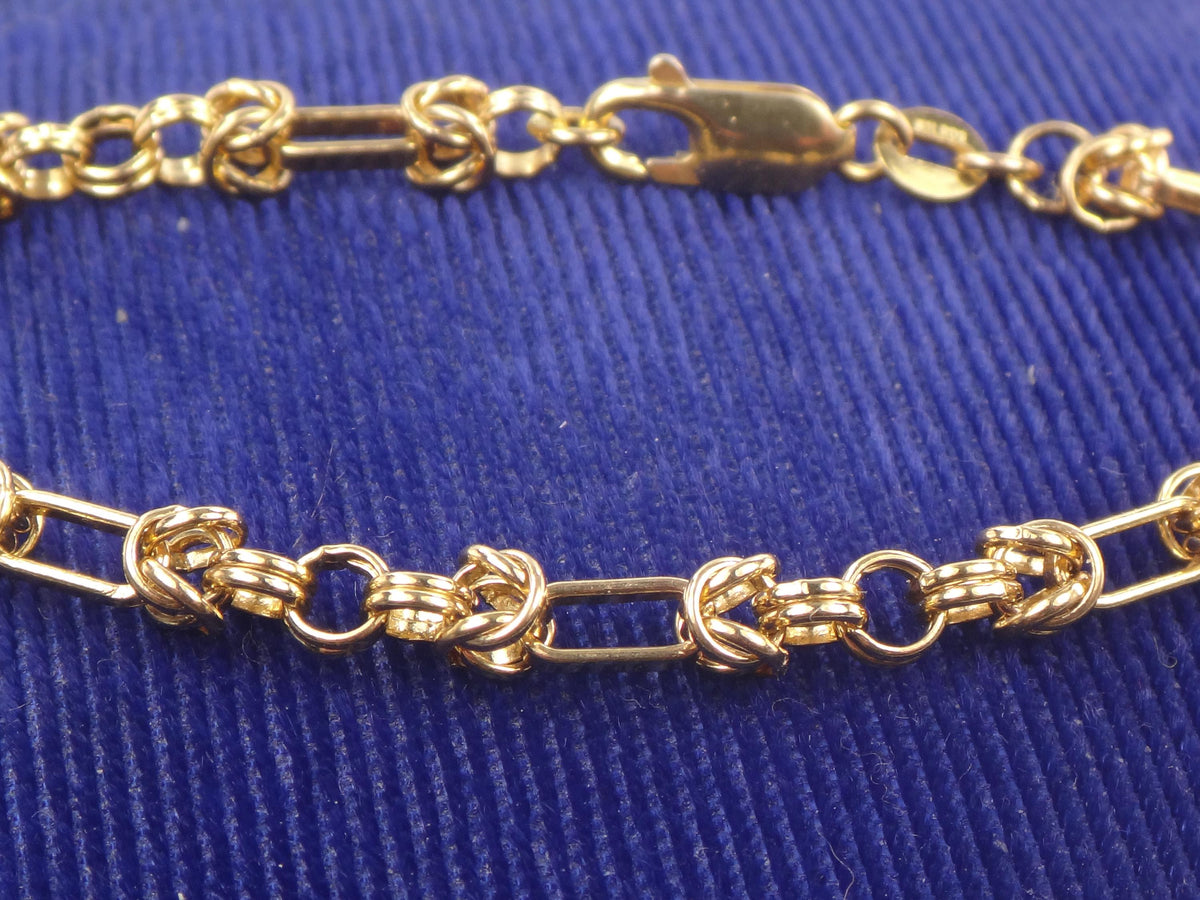 Vintage Solid 14k Yellow Gold Fancy Link Bracelet, 7"-BelmarJewelers