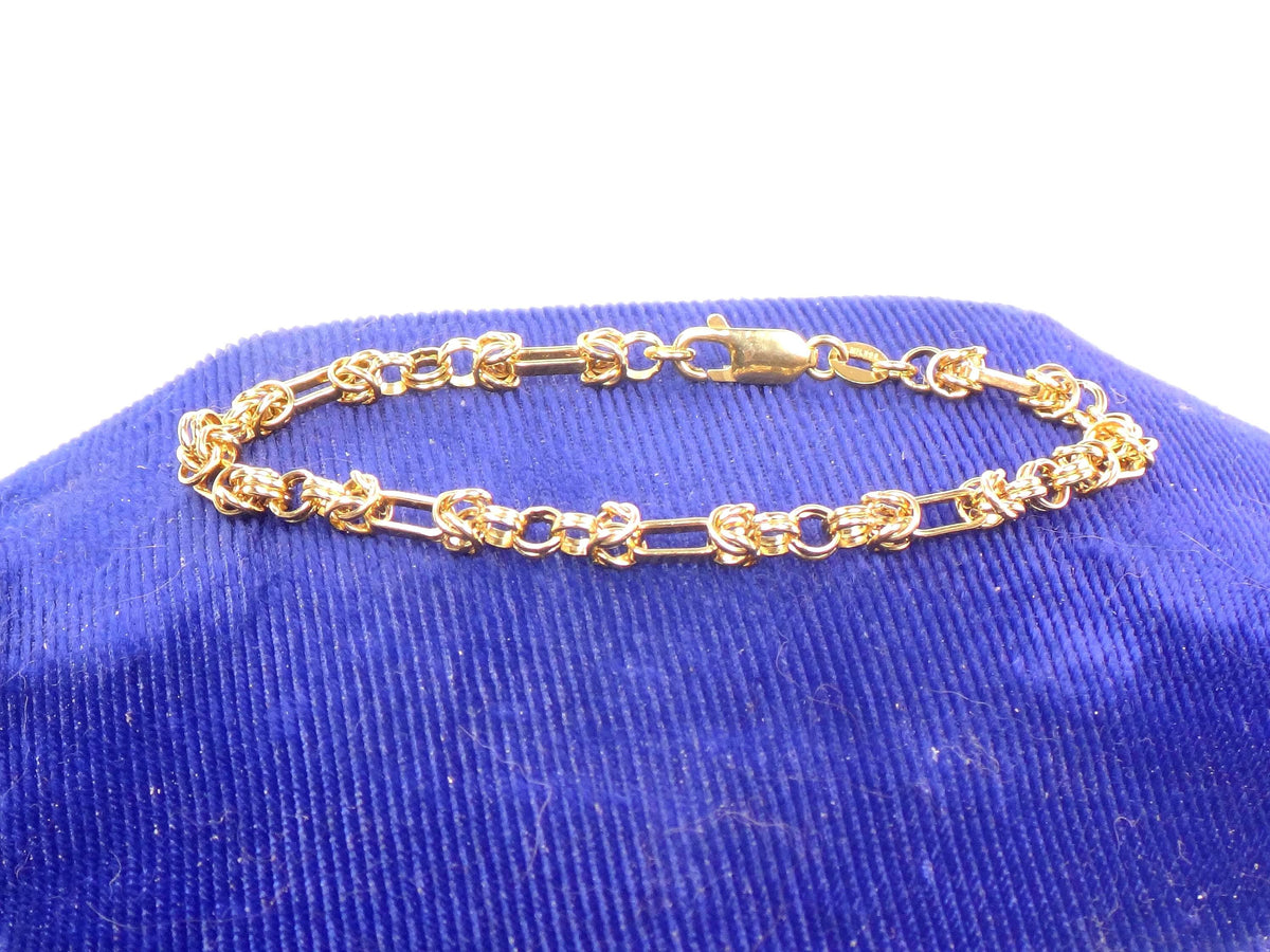 Vintage Solid 14k Yellow Gold Fancy Link Bracelet, 7"-BelmarJewelers