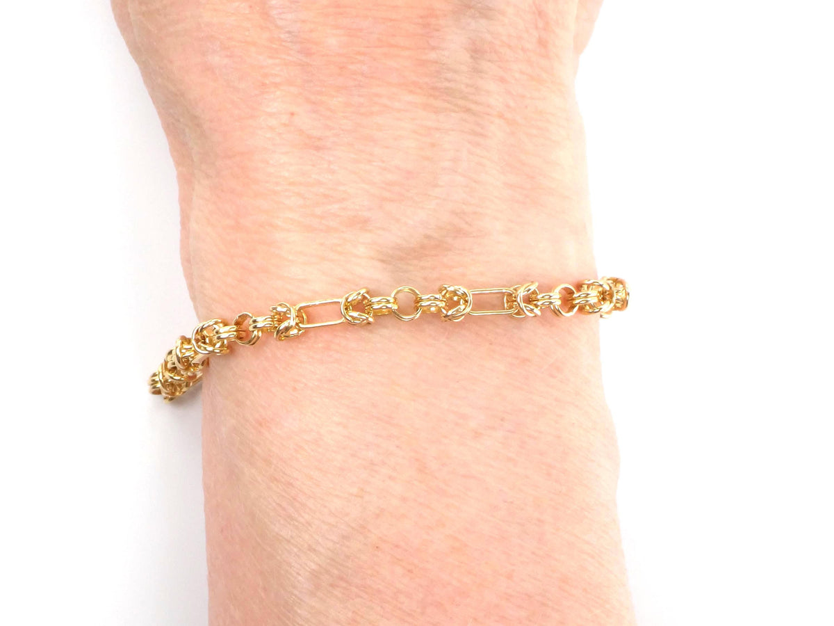 Vintage Solid 14k Yellow Gold Fancy Link Bracelet, 7"-BelmarJewelers