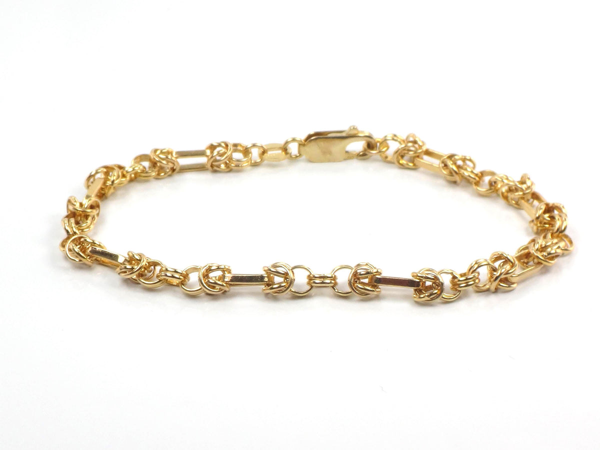 Vintage Solid 14k Yellow Gold Fancy Link Bracelet, 7"-BelmarJewelers