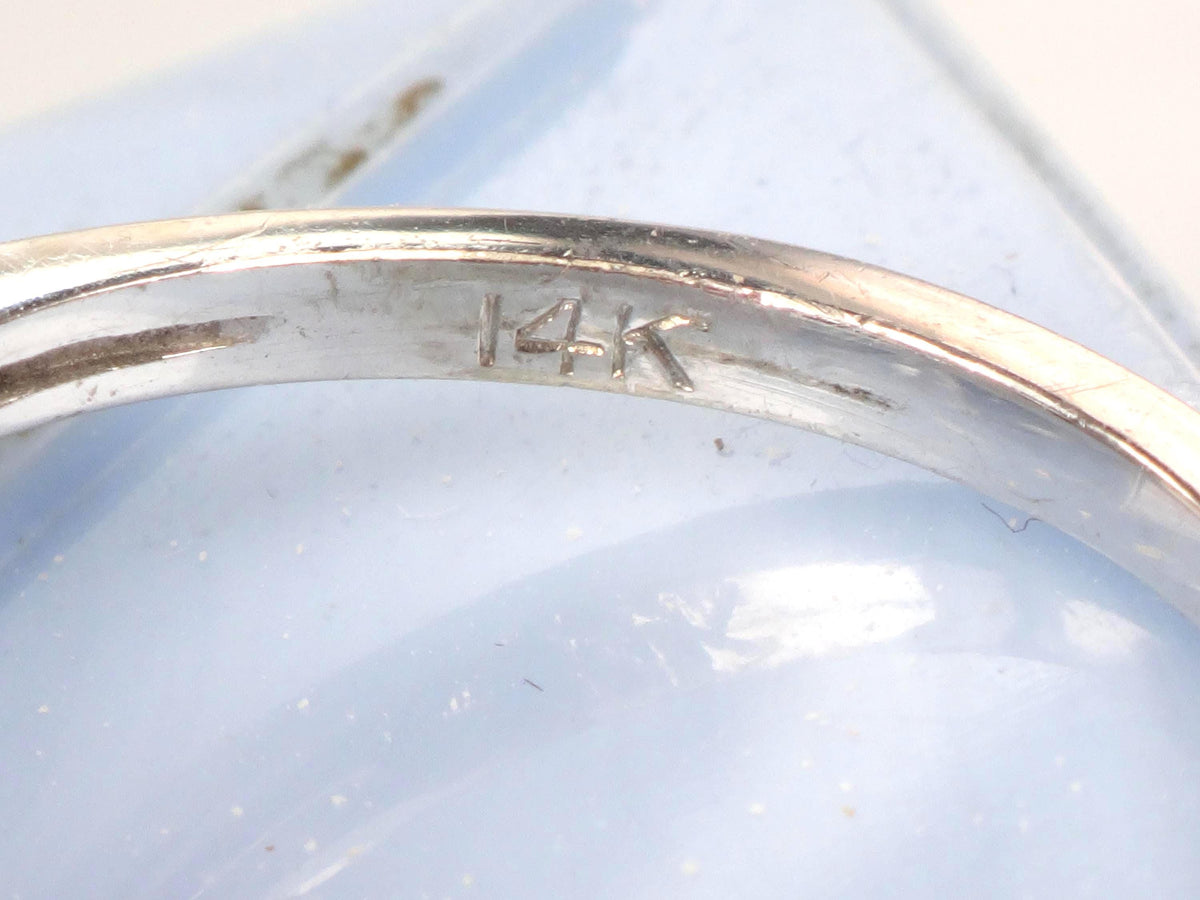 Vintage 14k White Gold Pear Cut White Spinel Engagement Ring - Size 6.25-BelmarJewelers
