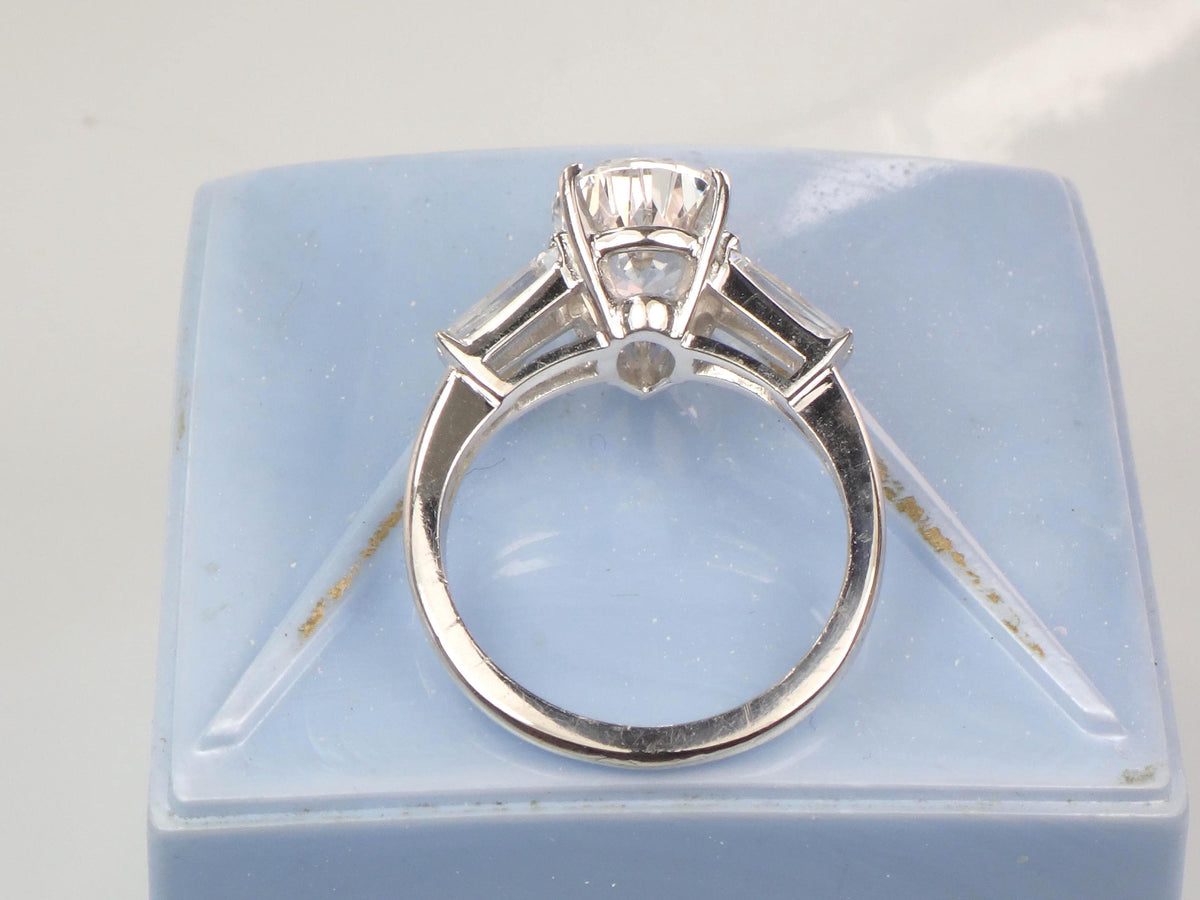 Vintage 14k White Gold Pear Cut White Spinel Engagement Ring - Size 6.25-BelmarJewelers