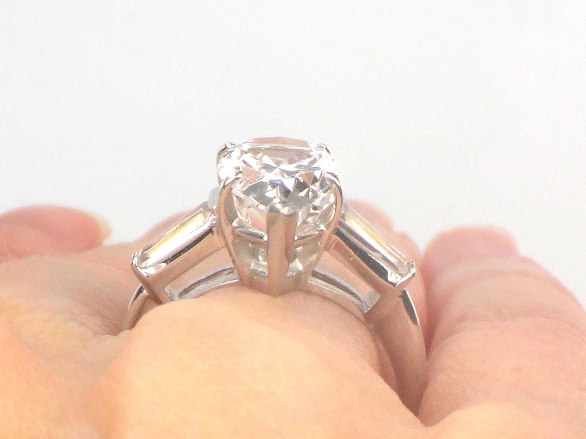 Vintage 14k White Gold Pear Cut White Spinel Engagement Ring - Size 6.25-BelmarJewelers