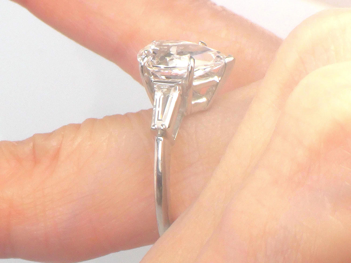 Vintage 14k White Gold Pear Cut White Spinel Engagement Ring - Size 6.25-BelmarJewelers