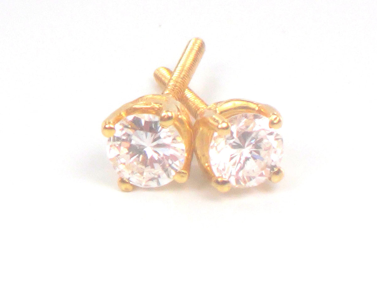 Vintage 14k Yellow Gold Natural Round Diamond Stud Earrings, Approx. .30 TDW-BelmarJewelers