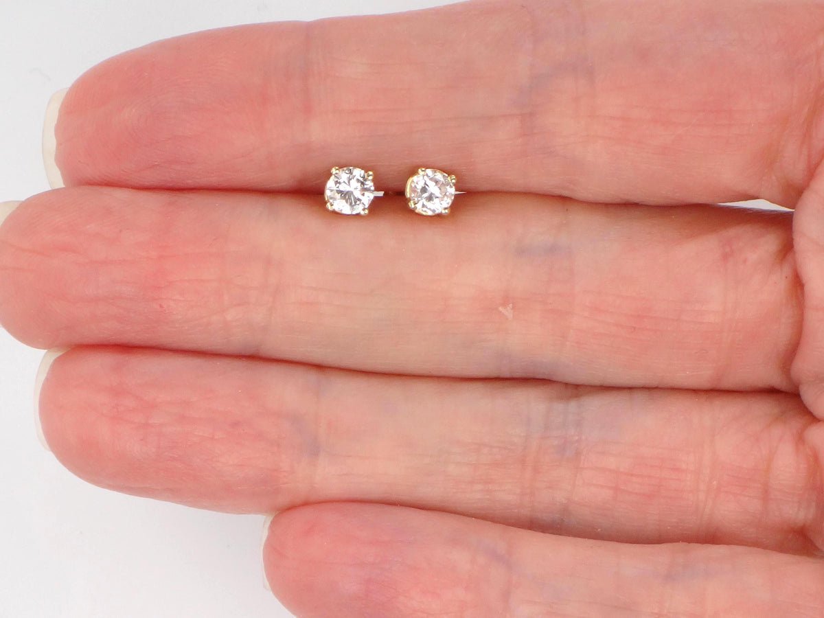 Vintage 14k Yellow Gold Natural Round Diamond Stud Earrings, Approx. .30 TDW-BelmarJewelers