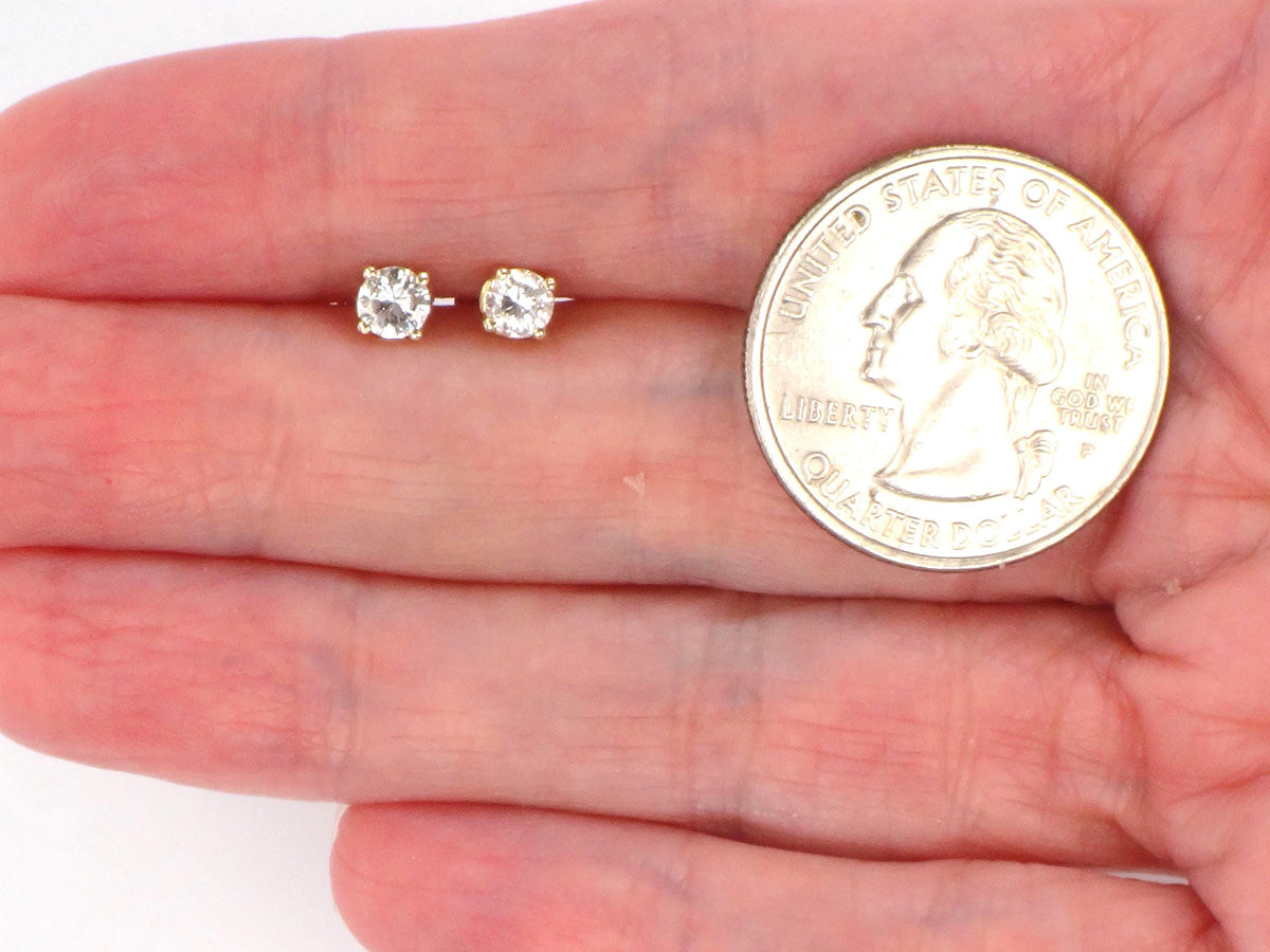 Vintage 14k Yellow Gold Natural Round Diamond Stud Earrings, Approx. .30 TDW-BelmarJewelers