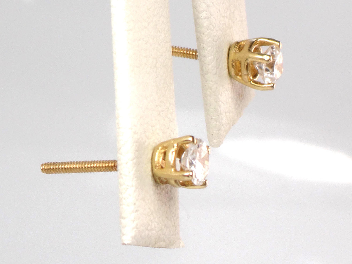 Vintage 14k Yellow Gold Natural Round Diamond Stud Earrings, Approx. .30 TDW-BelmarJewelers