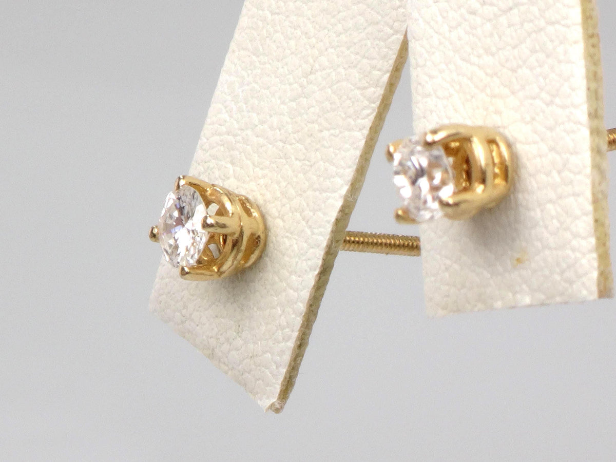 Vintage 14k Yellow Gold Natural Round Diamond Stud Earrings, Approx. .30 TDW-BelmarJewelers