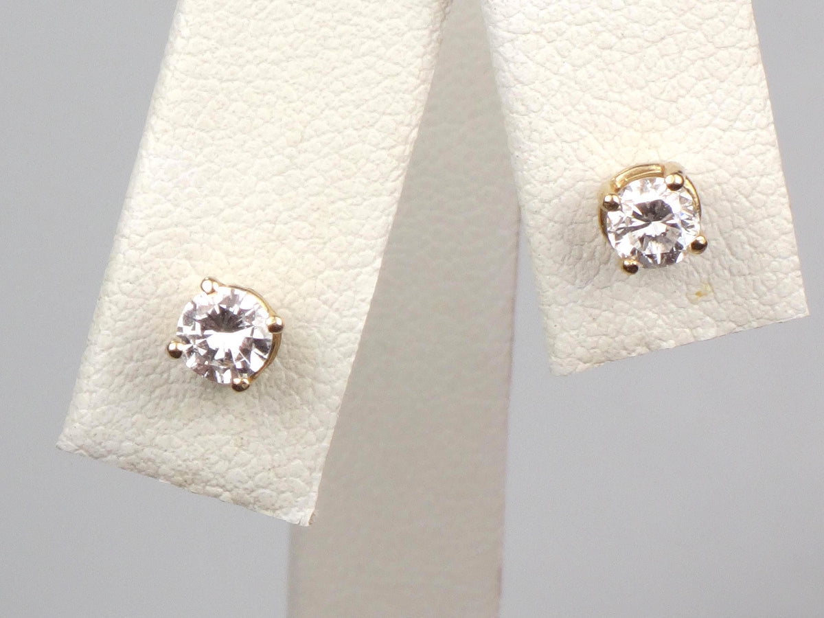 Vintage 14k Yellow Gold Natural Round Diamond Stud Earrings, Approx. .30 TDW-BelmarJewelers