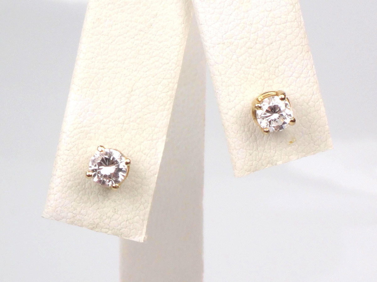 Vintage 14k Yellow Gold Natural Round Diamond Stud Earrings, Approx. .30 TDW-BelmarJewelers