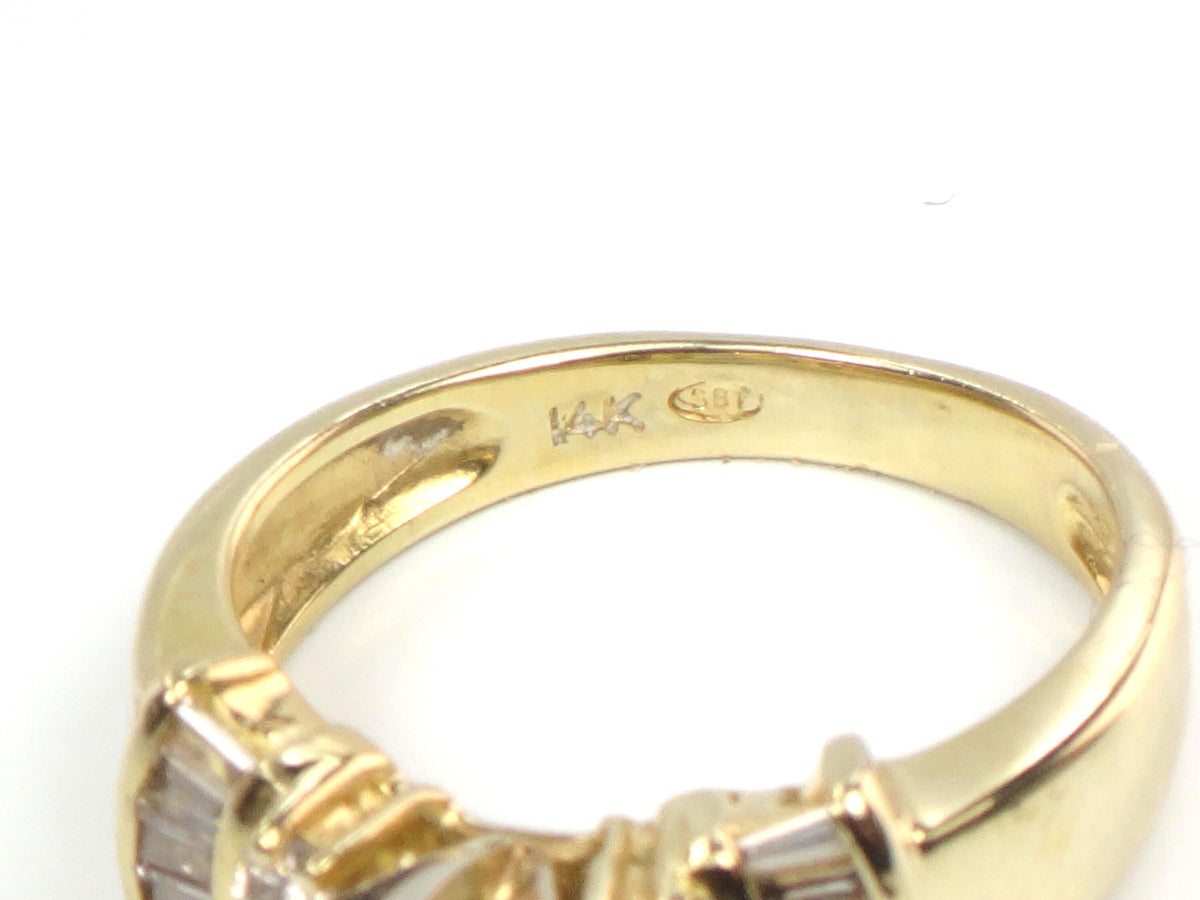 Vintage 14k Yellow Gold Opal and Diamond Engagement Ring, Circa 1980s, Size 6.25-BelmarJewelers