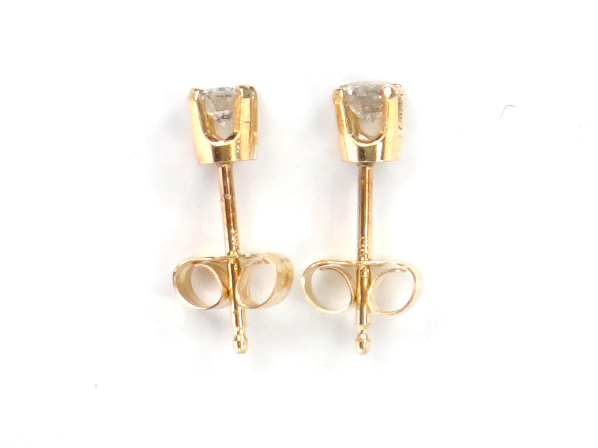 Vintage 14k Yellow Gold Small Natural Round Diamond Stud Earrings ~.25TDW-BelmarJewelers