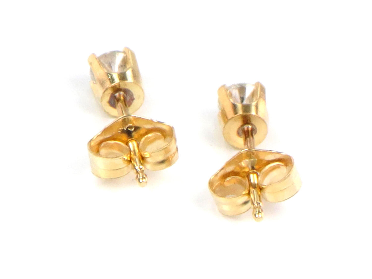 Vintage 14k Yellow Gold Small Natural Round Diamond Stud Earrings ~.25TDW-BelmarJewelers