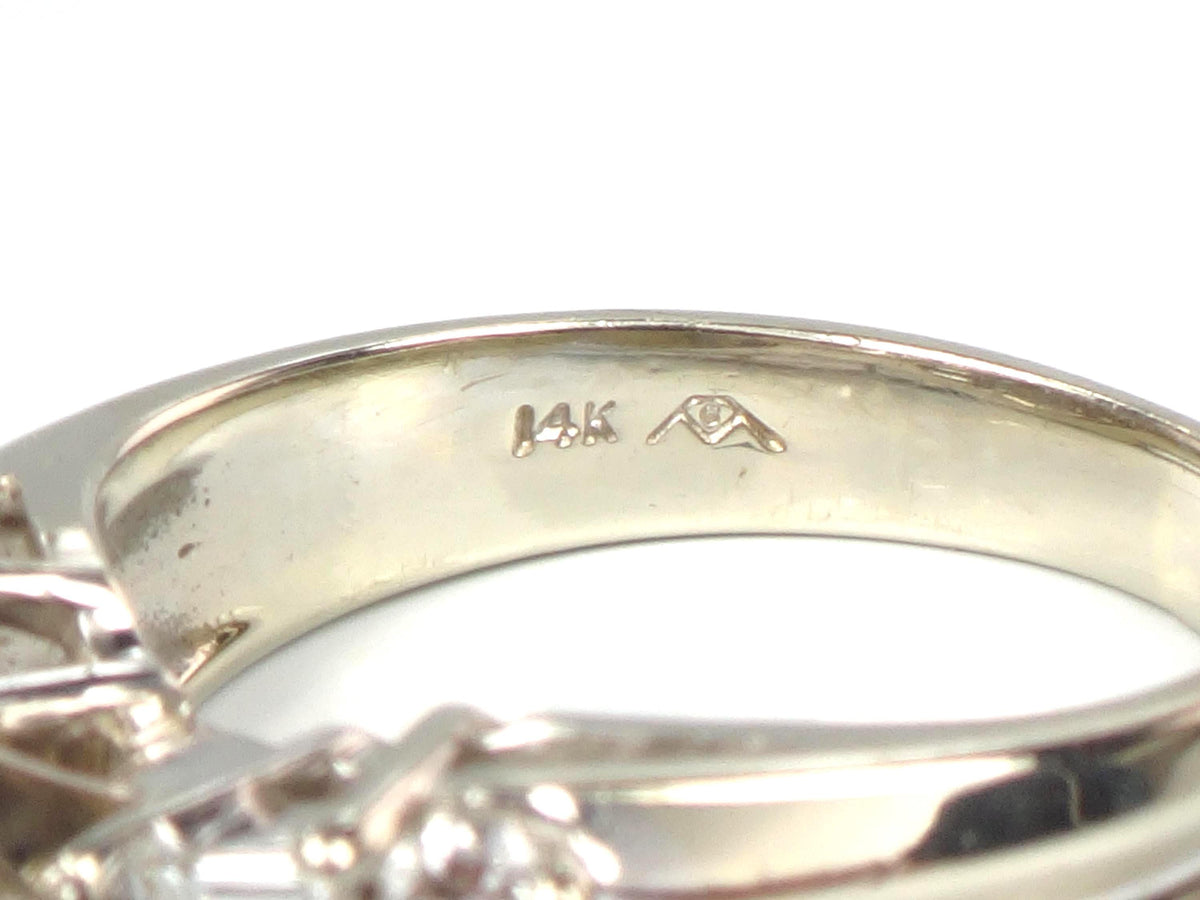 Vintage 14k White Gold Marquise Diamond Engagement Ring, Circa 1980s, 1 Carat TDW, Size 5.5-BelmarJewelers