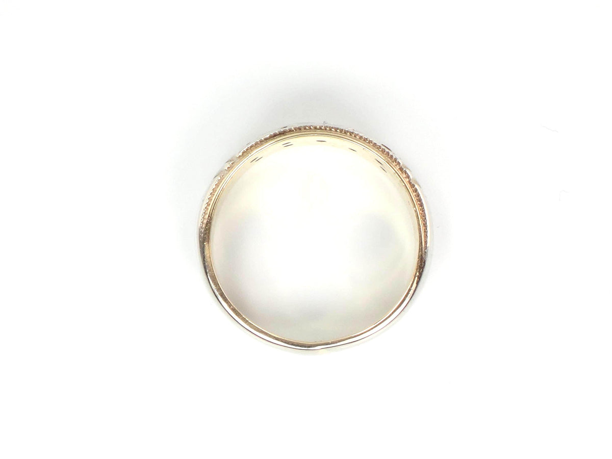 Vintage 14k Two Tone Gold Diamond Wedding Band, Size 7-BelmarJewelers