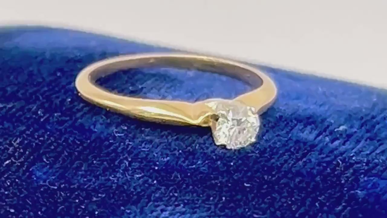Vintage 18k Yellow Gold Diamond Solitaire Engagement Ring, Size 5.75