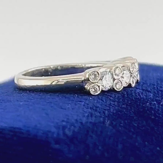 Vintage 14k White Gold Diamond Wedding Band - 1 Carat, Size 5.5