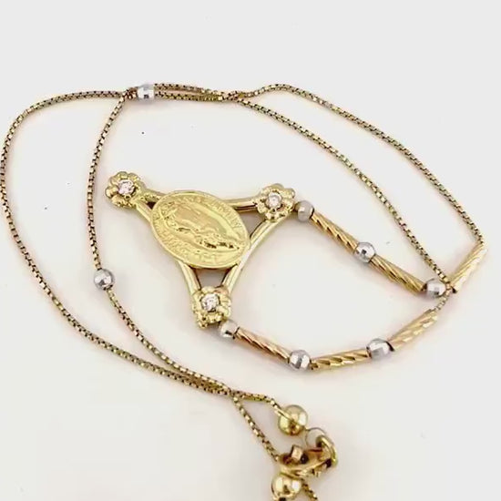 Vintage 14k Gold Guadalupe CZ Necklace - Two Tone Italian