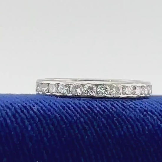 Vintage Platinum Diamond Eternity Wedding Ring, 1 CT, Size 5 1/4