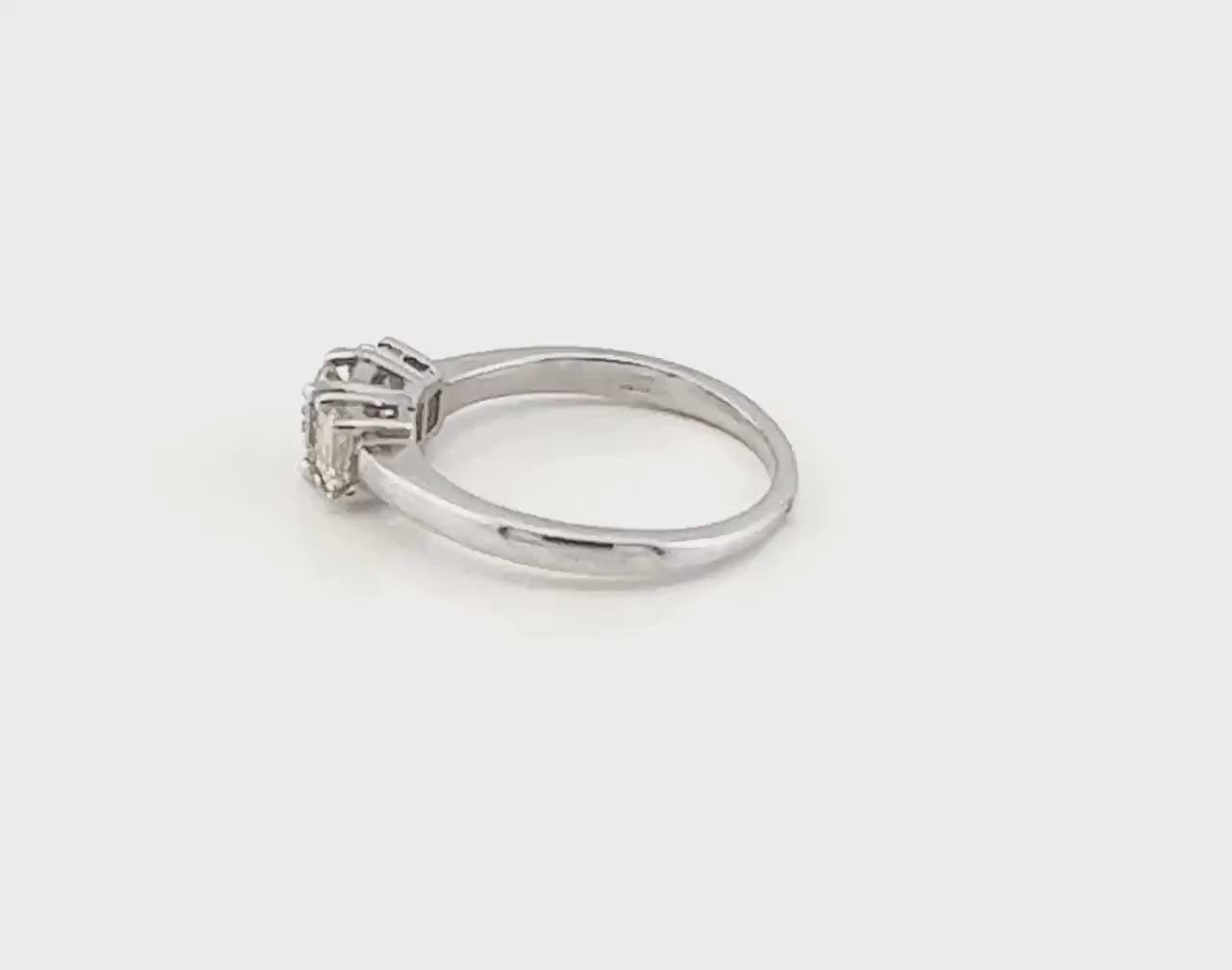Vintage 18k White Gold Three Stone Diamond Engagement Ring, .75 CT, Size 7