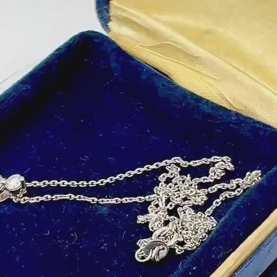 Vintage 14k White Gold Diamond Journey Pendant Necklace (Three Stone, 0.5 Carat TDW, 16")
