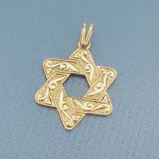 Vintage 14k Yellow Gold Star of David Pendant - Unisex Jewish Charm
