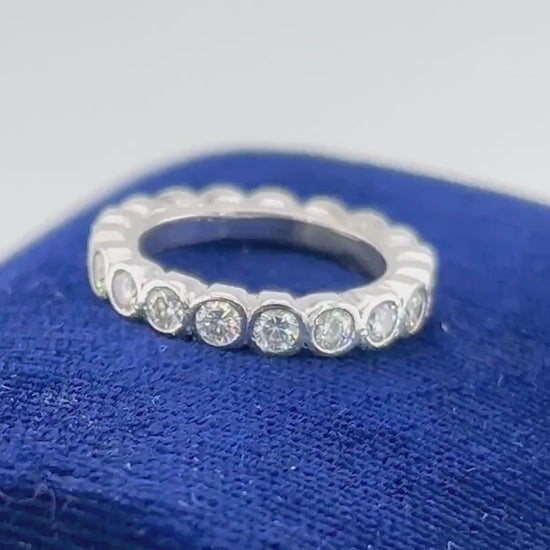 Vintage 14k White Gold Diamond Eternity Ring - Size 4.5